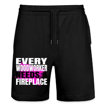 carpenter hoodies and sweatshirts humor fun - Stanley/Stella Unisex Bio Joggingshorts Trainer  - Schwarz - Vorne - Nik (191cm) & Marisol (170cm)