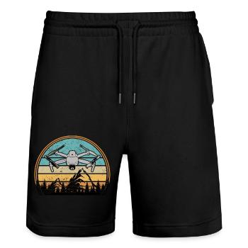 Drohnen Pilot Drohne Whoop Copter FPV Pilot Drone - Stanley/Stella Unisex Bio Joggingshorts Trainer  - Schwarz - Vorne - Nik (191cm) & Marisol (170cm)