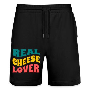 RealCheeseLover - Stanley/Stella Trainer Unisex Organic Jogging Shorts - black - Front - Nik (191cm) & Marisol (170cm)
