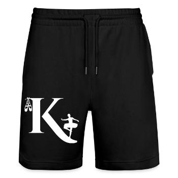 Buchstabe k Ballerina - Stanley/Stella Unisex Bio Joggingshorts Trainer  - Schwarz - Vorne - Nik (191cm) & Marisol (170cm)