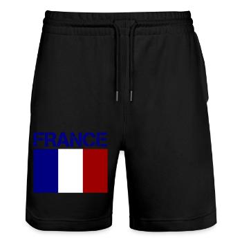 France - Short de jogging bio TRAINER Stanley/Stella unisexe - noir - Devant - Nik (191cm) & Marisol (170cm)