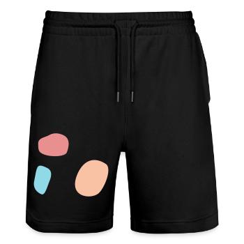 Abstraktes Design - Stanley/Stella Unisex Bio Joggingshorts Trainer  - Schwarz - Vorne - Nik (191cm) & Marisol (170cm)