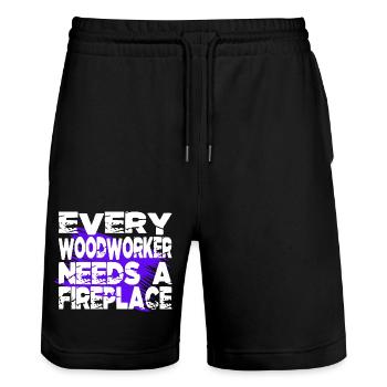 Dad Sayings Forest Work Carpenter Statement - Stanley/Stella Trainer Unisex Organic Jogging Shorts - black - Front - Nik (191cm) & Marisol (170cm)