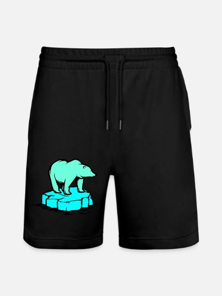 polar bear - Stanley/Stella Trainer Unisex Organic Jogging Shorts - black