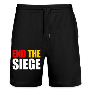 End the siege - Stanley/Stella Unisex Bio Joggingshorts Trainer  - Schwarz - Vorne - Nik (191cm) & Marisol (170cm)