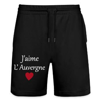 J'aime l'auvergne - Short de jogging bio TRAINER Stanley/Stella unisexe - noir - Devant - Nik (191cm) & Marisol (170cm)