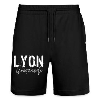 Lyon Gourmande - Short de jogging bio TRAINER Stanley/Stella unisexe - noir - Devant - Nik (191cm) & Marisol (170cm)