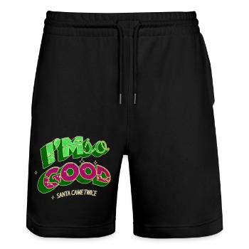 Plage Présent Bubaprints Dictons Mignons Dinosaures - Short de jogging bio TRAINER Stanley/Stella unisexe - noir - Devant - Nik (191cm) & Marisol (170cm)