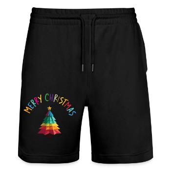 Joyeux Noël / Merry Christmas - Stanley/Stella Trainer Unisex Organic Jogging Shorts - black - Front - Nik (191cm) & Marisol (170cm)