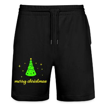 Arbre de Noël Joyeux Noël - Short de jogging bio TRAINER Stanley/Stella unisexe - noir - Devant - Nik (191cm) & Marisol (170cm)