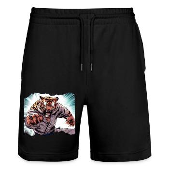 Karate Judo Japanese - Stanley/Stella Trainer Unisex Organic Jogging Shorts - black - Front - Nik (191cm) & Marisol (170cm)