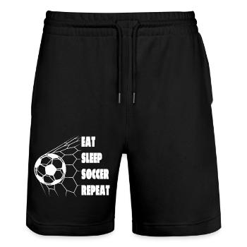 Joueur de football Équipe de football Conception de football - Short de jogging bio TRAINER Stanley/Stella unisexe - noir - Devant - Nik (191cm) & Marisol (170cm)