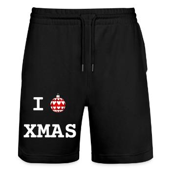 Ich liebe Weihnachten | XMAS - Stanley/Stella Unisex Bio Joggingshorts Trainer  - Schwarz - Vorne - Nik (191cm) & Marisol (170cm)