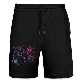 Katze Abstrakt - Stanley/Stella Unisex Bio Joggingshorts Trainer  - Schwarz - Vorne - Nik (191cm) & Marisol (170cm)