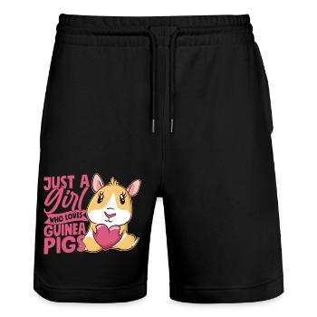 Just A Girl Who Loves Guinea Pigs Rodent Cavy Love - Stanley/Stella Trainer Unisex Organic Jogging Shorts - black - Front - Nik (191cm) & Marisol (170cm)