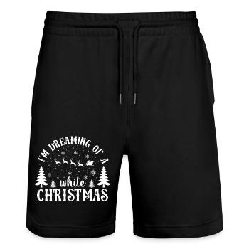 I´m dreaming of a white Christmas - Stanley/Stella Unisex Bio Joggingshorts Trainer  - Schwarz - Vorne - Nik (191cm) & Marisol (170cm)