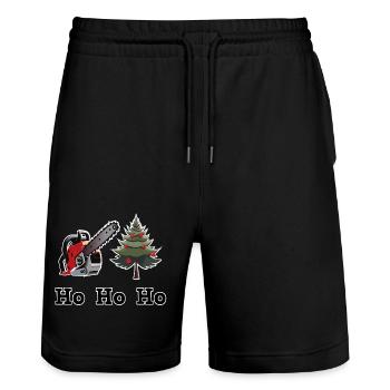 Weihnachtsbaum Kettensägentraum - Stanley/Stella Unisex Bio Joggingshorts Trainer  - Schwarz - Vorne - Nik (191cm) & Marisol (170cm)
