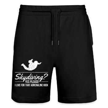 Sky Dive Fever Design. Perfect Adrenaline Gift - Stanley/Stella Trainer Unisex Organic Jogging Shorts - black - Front - Nik (191cm) & Marisol (170cm)