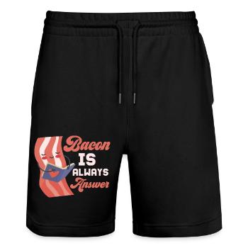 Bacon Is Always The Answer Pig Meat Ham - Stanley/Stella Trainer Unisex Organic Jogging Shorts - black - Front - Nik (191cm) & Marisol (170cm)