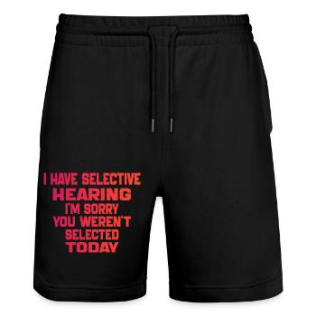 I'm sorry you weren't selected today - Stanley/Stella Trainer Unisex Organic Jogging Shorts - black - Front - Nik (191cm) & Marisol (170cm)