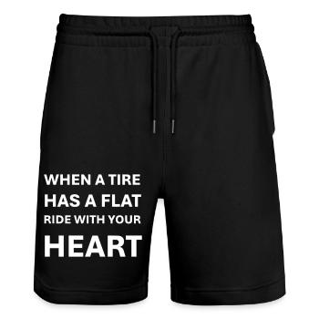 When a tire has a flat ride with your heart - Stanley/Stella Unisex Bio Joggingshorts Trainer  - Schwarz - Vorne - Nik (191cm) & Marisol (170cm)