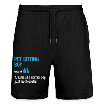 Pet Sitting Boy Pet Sitter Dog and Cat Sitters Dog - Stanley/Stella Trainer Unisex Organic Jogging Shorts - black - Front - Nik (191cm) & Marisol (170cm)