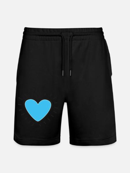 Herz hellblau - Stanley/Stella Unisex Bio Joggingshorts Trainer - Schwarz