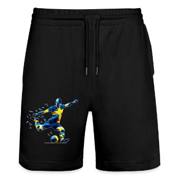 Fussball Schweden - Stanley/Stella Unisex Bio Joggingshorts Trainer  - Schwarz - Vorne - Nik (191cm) & Marisol (170cm)