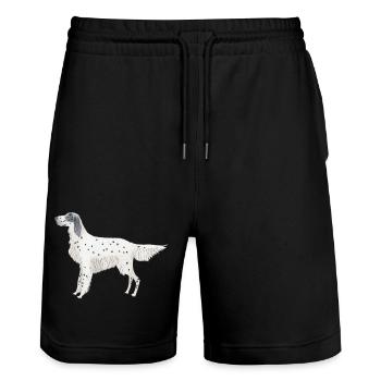 English Setter Funny dogs - Stanley/Stella Trainer Unisex Organic Jogging Shorts - black - Front - Nik (191cm) & Marisol (170cm)