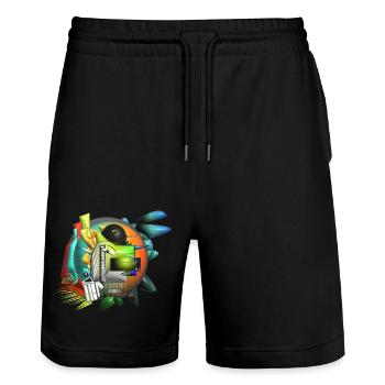 Abstrakte Kunst Kubismus - Stanley/Stella Unisex Bio Joggingshorts Trainer  - Schwarz - Vorne - Nik (191cm) & Marisol (170cm)