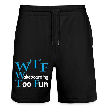 WTF "Wakeboarden macht zu viel Spaß" - Stanley/Stella Unisex Bio Joggingshorts Trainer  - Schwarz - Vorne - Nik (191cm) & Marisol (170cm)