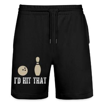 Drôle de cadeau de bowling que j’aurais frappé cette citation - Short de jogging bio TRAINER Stanley/Stella unisexe - noir - Devant - Nik (191cm) & Marisol (170cm)
