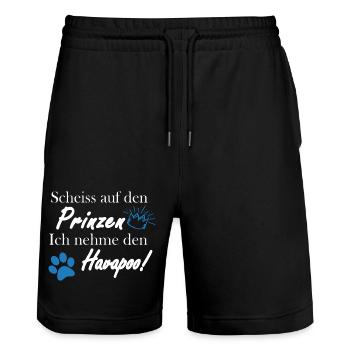Prinzen Havapoo I Havaneser Pudel Mix - Stanley/Stella Unisex Bio Joggingshorts Trainer  - Schwarz - Vorne - Nik (191cm) & Marisol (170cm)