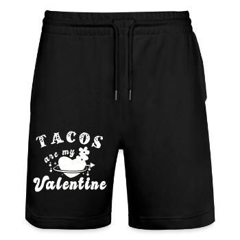 Tacos - Saint-Valentin - Short de jogging bio TRAINER Stanley/Stella unisexe - noir - Devant - Nik (191cm) & Marisol (170cm)