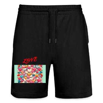Love - Short de jogging bio TRAINER Stanley/Stella unisexe - noir - Devant - Nik (191cm) & Marisol (170cm)