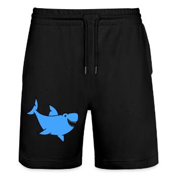 hai comic - Stanley/Stella Unisex Bio Joggingshorts Trainer  - Schwarz - Vorne - Nik (191cm) & Marisol (170cm)