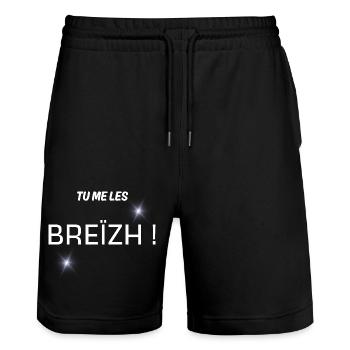 cadeau homme, humour Breton, t-shirt humoristique - Short de jogging bio TRAINER Stanley/Stella unisexe - noir - Devant - Nik (191cm) & Marisol (170cm)