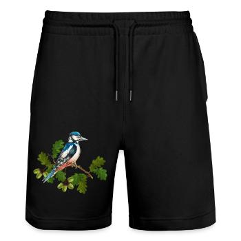 Colorful bird - Stanley/Stella Trainer Unisex Organic Jogging Shorts - black - Front - Nik (191cm) & Marisol (170cm)