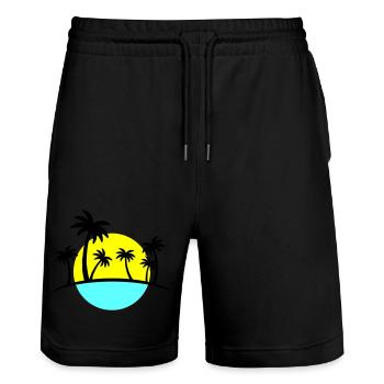 Palmiers de plage 3 - Short de jogging bio TRAINER Stanley/Stella unisexe - noir - Devant - Nik (191cm) & Marisol (170cm)
