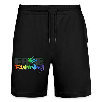 freerunning PARKOUR freerunner - Short de jogging bio TRAINER Stanley/Stella unisexe - noir - Devant - Nik (191cm) & Marisol (170cm)