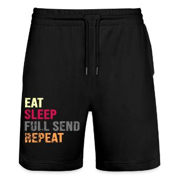 parkour "full send" freerunning - Stanley/Stella Unisex Bio Joggingshorts Trainer  - Schwarz - Vorne - Nik (191cm) & Marisol (170cm)
