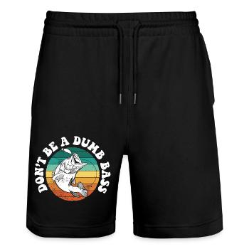 Don’t Be A Dumb Bass Pêche en eau salée en haute mer - Short de jogging bio TRAINER Stanley/Stella unisexe - noir - Devant - Nik (191cm) & Marisol (170cm)