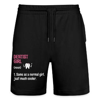 Zahnarzt Mädchen Definition Zahnmedizin Zahn Höhle - Stanley/Stella Unisex Bio Joggingshorts Trainer  - Schwarz - Vorne - Nik (191cm) & Marisol (170cm)