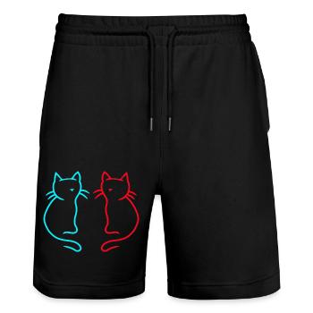 80 ' s 90 ' s rétro Vintage chat chats - Short de jogging bio TRAINER Stanley/Stella unisexe - noir - Devant - Nik (191cm) & Marisol (170cm)