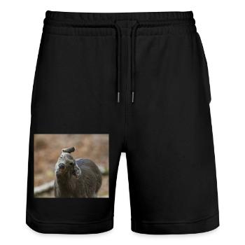 000 3550 NEF - Stanley/Stella Trainer Unisex Organic Jogging Shorts - black - Front - Nik (191cm) & Marisol (170cm)