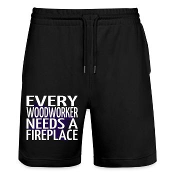 humor logging bday carpenter funny tshirts - Stanley/Stella Unisex Bio Joggingshorts Trainer  - Schwarz - Vorne - Nik (191cm) & Marisol (170cm)