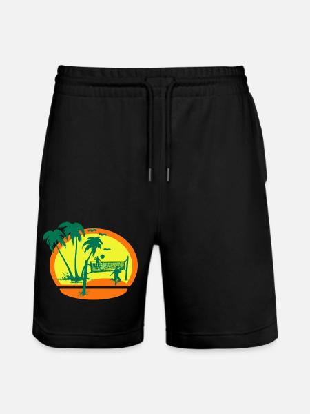 Sunset Beach Volleyball - Stanley/Stella Trainer Unisex Organic Jogging Shorts - black