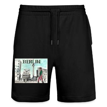 Alexander Platz - Stanley/Stella Unisex Bio Joggingshorts Trainer  - Schwarz - Vorne - Nik (191cm) & Marisol (170cm)