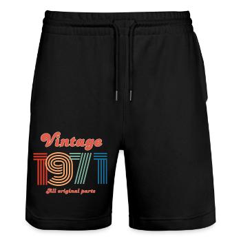 Vintage 1971 all original parts - Short de jogging bio TRAINER Stanley/Stella unisexe - noir - Devant - Nik (191cm) & Marisol (170cm)