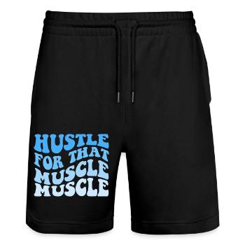Hustle For That Muscle Muscle - Stanley/Stella Unisex Bio Joggingshorts Trainer  - Schwarz - Vorne - Nik (191cm) & Marisol (170cm)